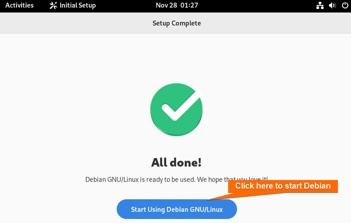 Click here to start Debian