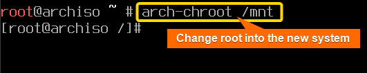 change root into the new system