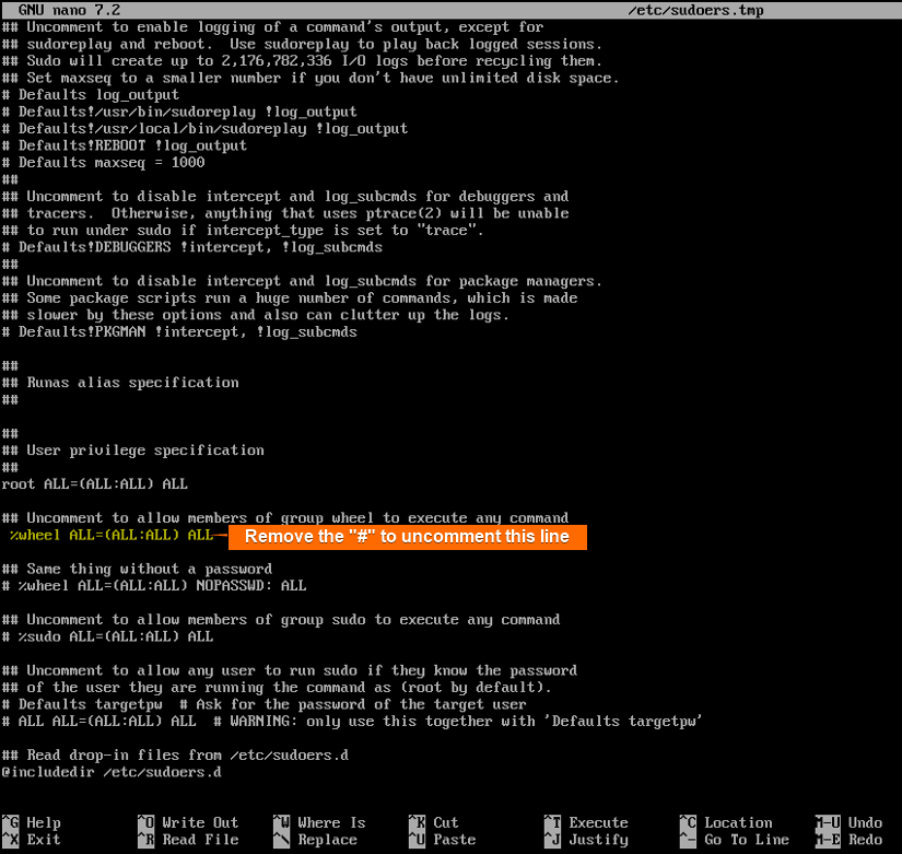 Allows user to sudoers file