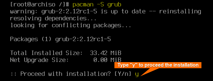  Install boot loader grub