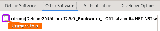 Unmark CDROM to avoid error while update.