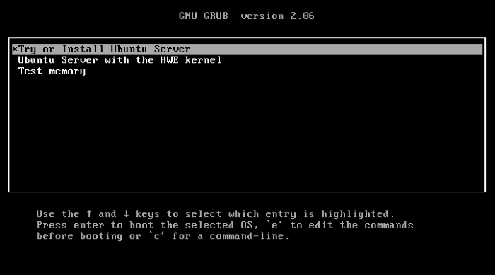 seslect "try Ubuntu install"