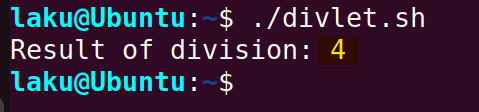 Dividing two numbers using let command