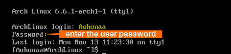 After rebooting, login to the user account.