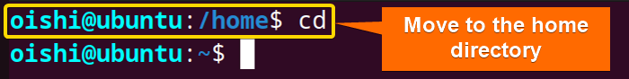 Moving to the home directories with cd