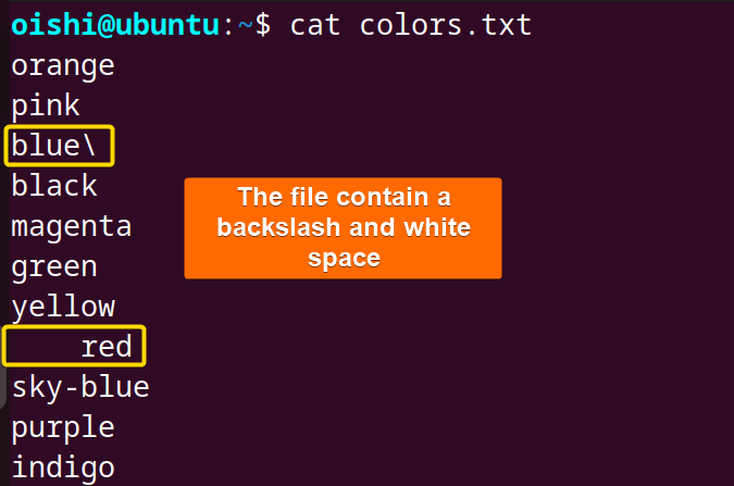 Contain back slash and white space 