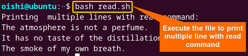 Using read command to echo multiline 