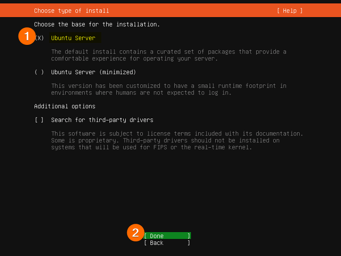 Choose base for the installation