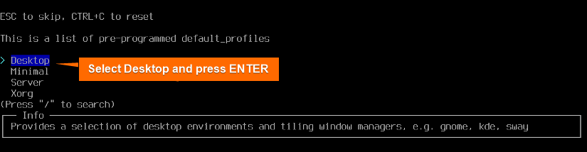 select Desktop environment