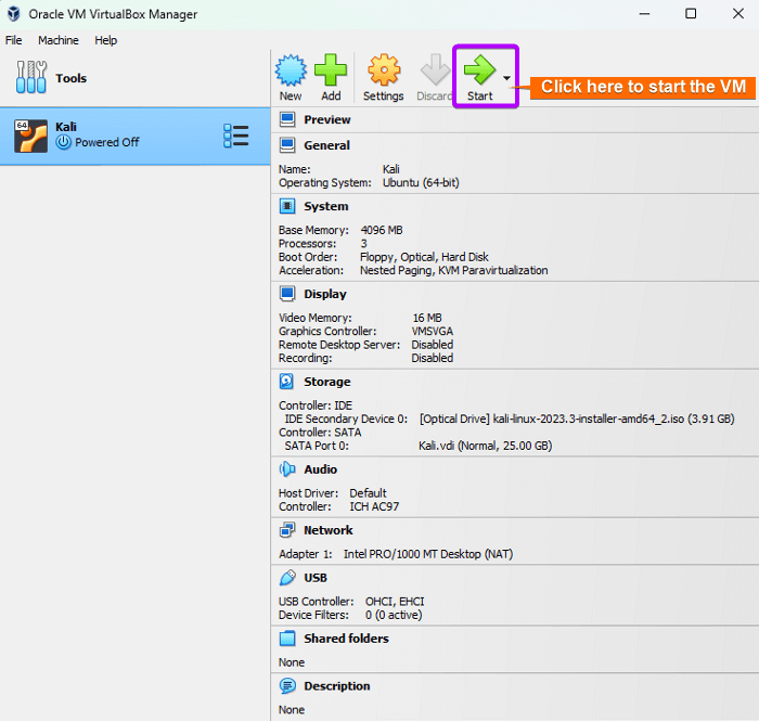 Start the VM