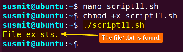 The file1.txt has been found inside the system.