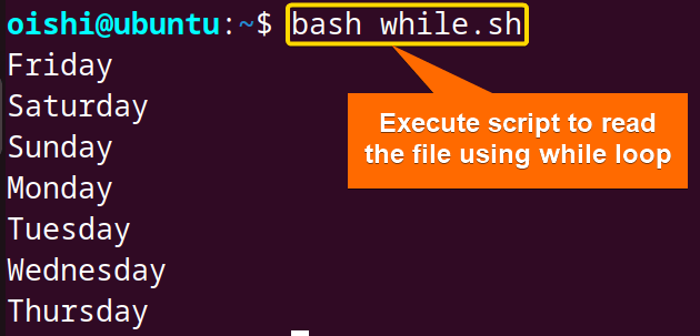 Read file with while loop
