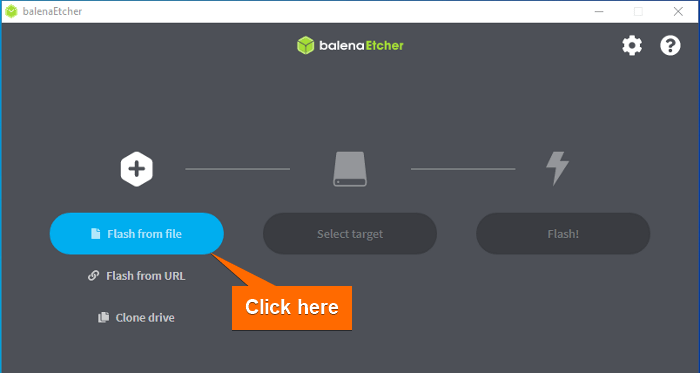 Selecting "flash from file" in etcher