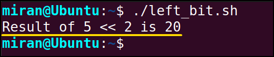 Left Bitwise Shift in bash script