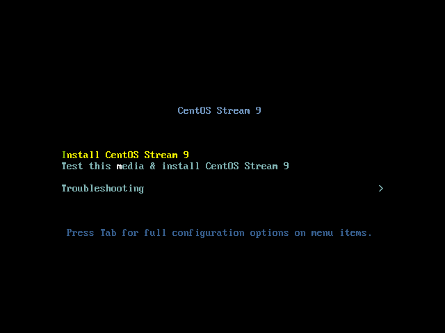  select intall Centos 9