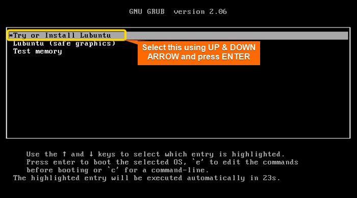 select try to install lubuntu