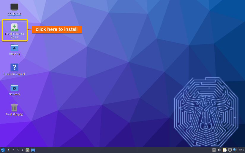 Click on install lubuntu