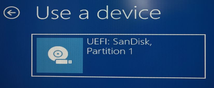 Choose the USB and press ENTER.