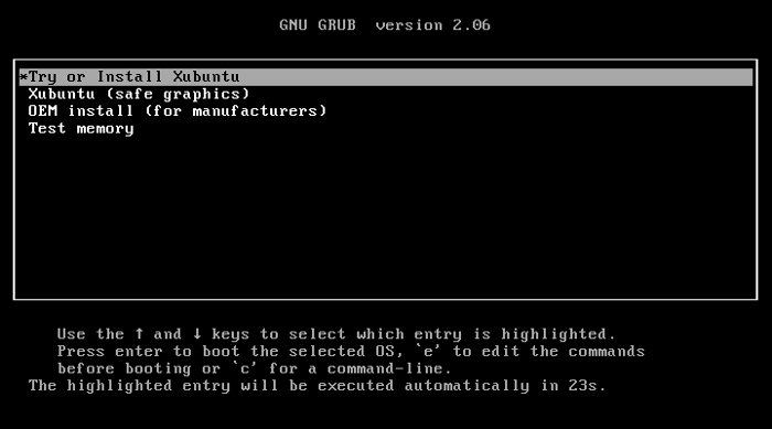  Select try to install Xubuntu