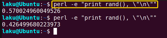 Generating random numbers using perl code