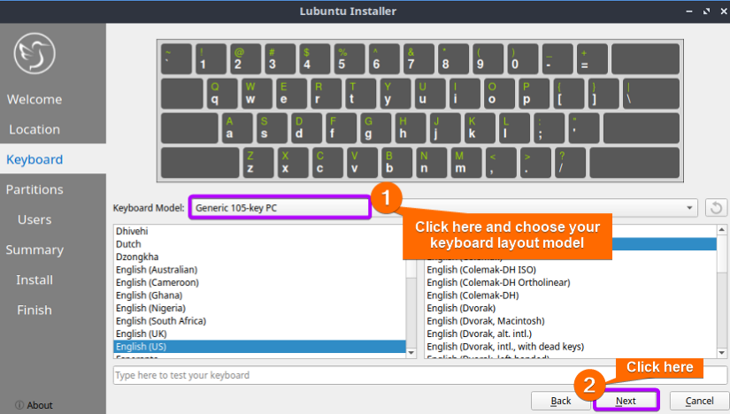 Choose your preferred keyboard layout