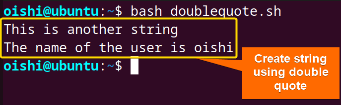 Creating string using double quotes