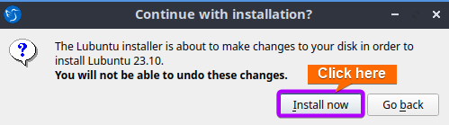 Click on install now