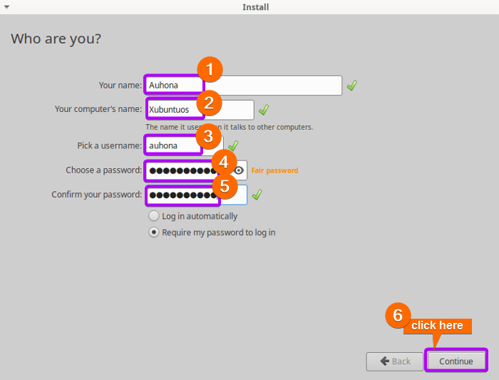 Provide user credentials to create user account.