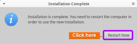 Click on "Restart Now"