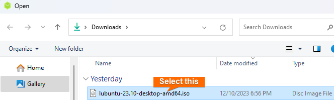 Select the iso file into etcher