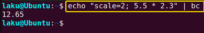 bc tool for multiplication of floating point numbers in Bash