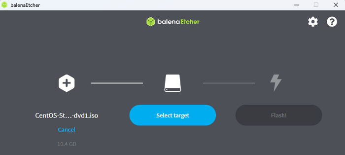 Click on Select target on Etcher