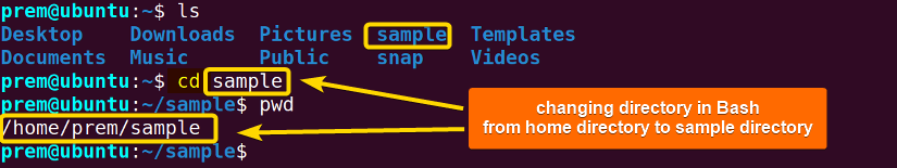 change directory in file and directory manipulation