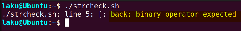binary operator expected error due to word spliting