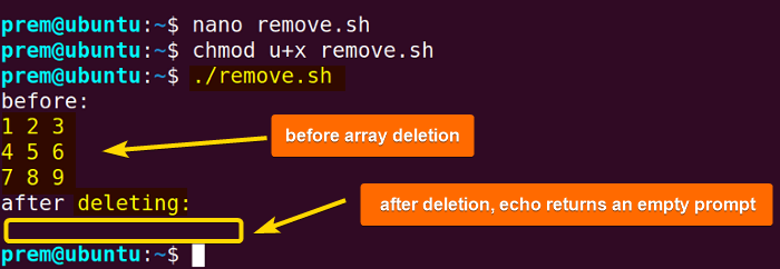 remove array