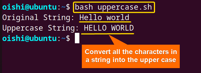 Convert the all the character into upper case