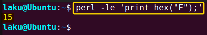 hex to decimal using perl code in Bash