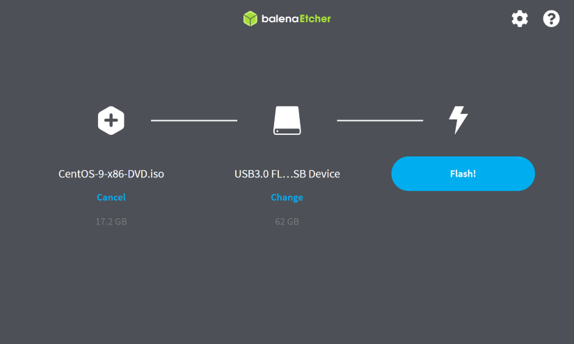 Select flash on Etcher