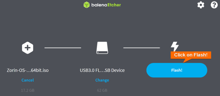 click on Flash to start booting