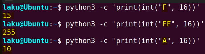 Python for converting hex number to decimal
