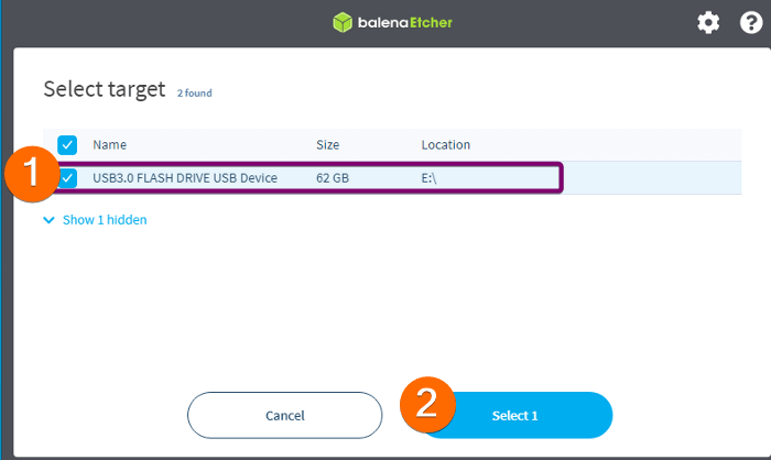 select the USB drive connected to the PC