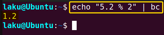 mod operator to calculate floating point remainder