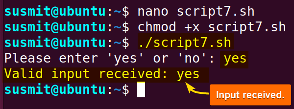 Valid input from the user found.