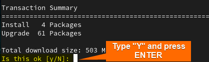 Shows the confirmation asked by the command to update repositories.