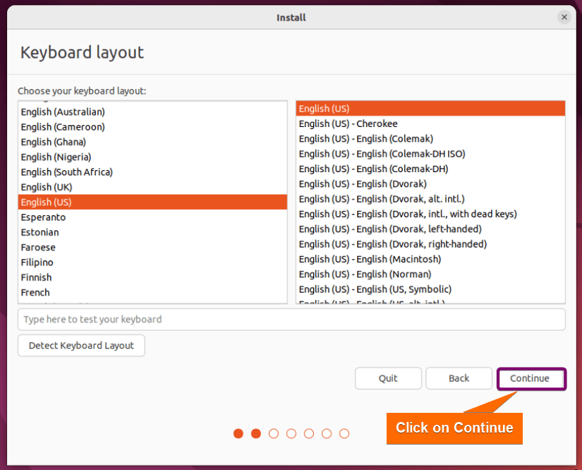 Setting English as keyboard layout