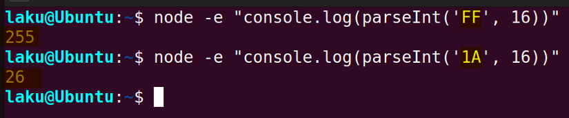 hex to decimal conversion using node.js