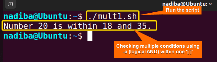 Checking multiple conditions using -a (logical AND) within one '[ ]'