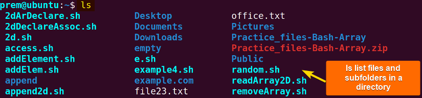 list files in a directory 