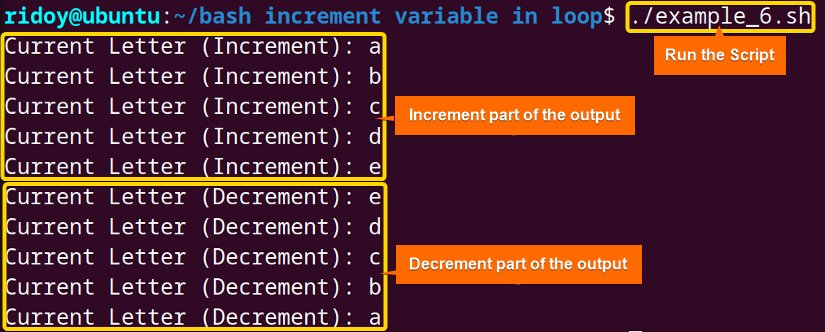 "for" Loop with Sequence of Letters