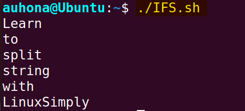 Split string using IFS variable